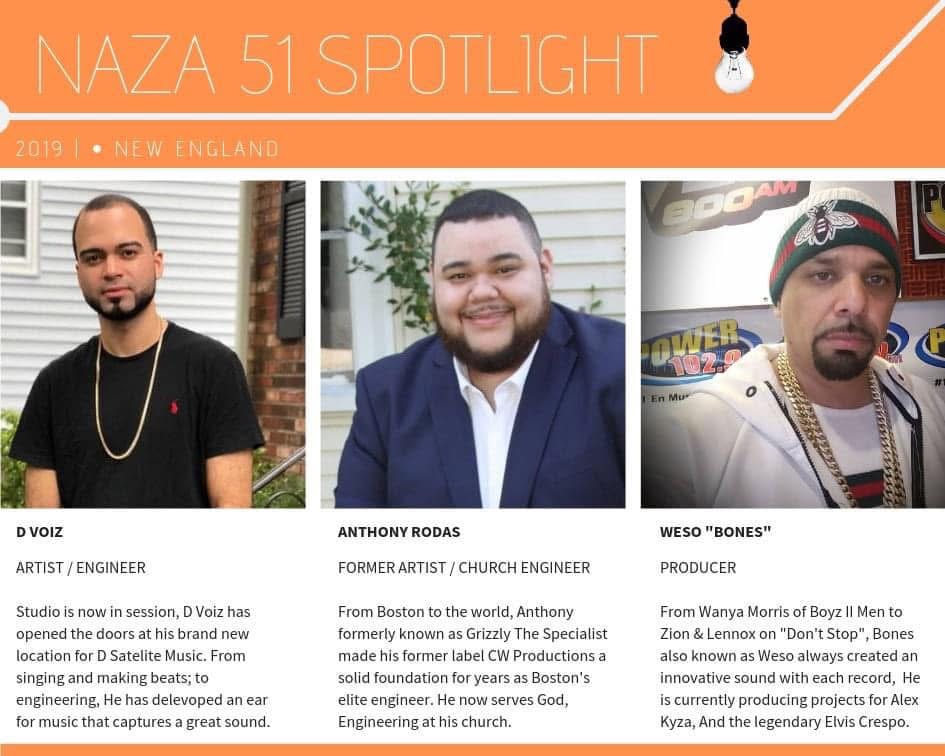 NAZA 51 Spotlight, 2019 — "Weso 'Bones' — Producer: From Wanya Morris of Boyz II Men to Zion & Lennox on 'Don't Stop,' Bones also known as Weso always created an innovative sound with each record. He is currently producing projects for Alex Kyza, And the legendary Elvis Crespo."
